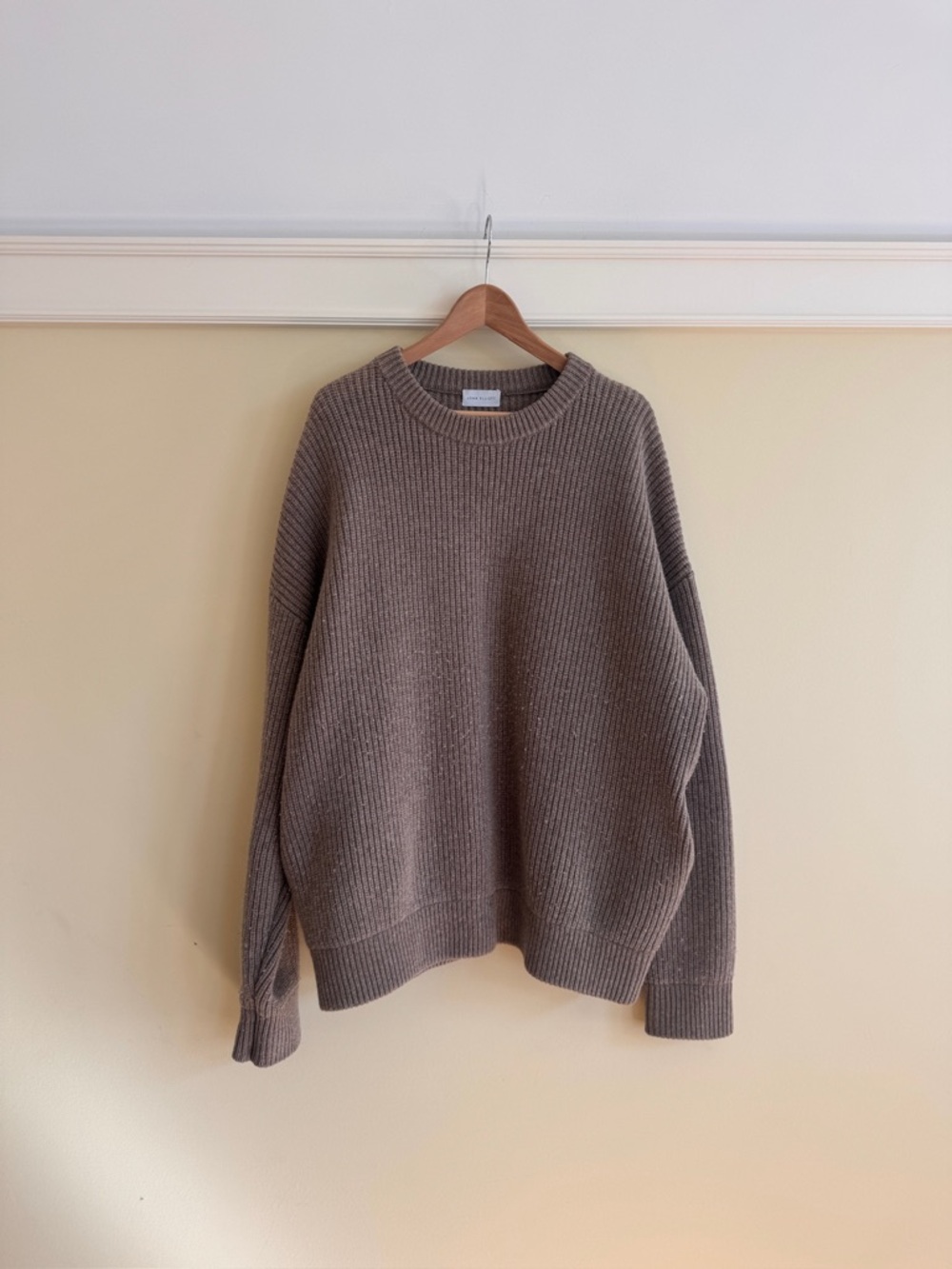 John Elliott Dakota Knit Oversized Crew Sweater Taupe Size 3 (L) 100% Wool